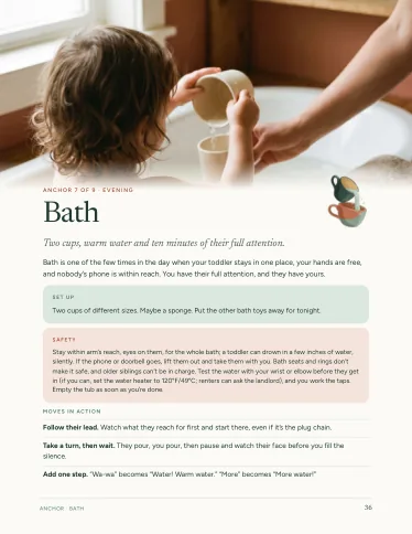 Sample page: The Bath card, with its safety box